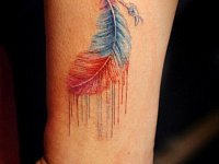 Татуировка перышко цветное