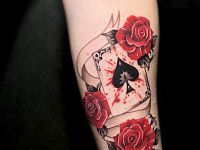 Тату карта пики и розы