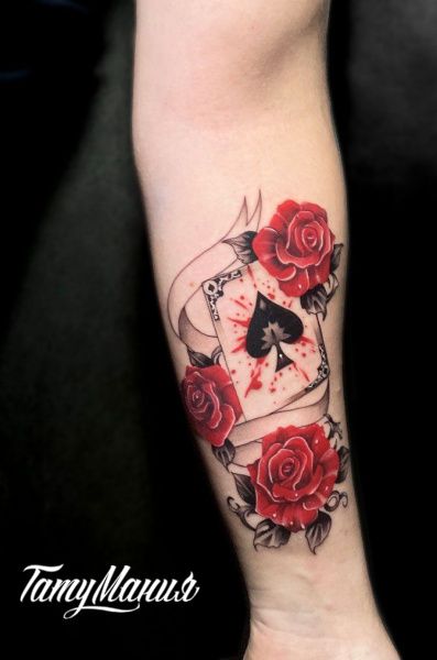 Тату карта пики и розы