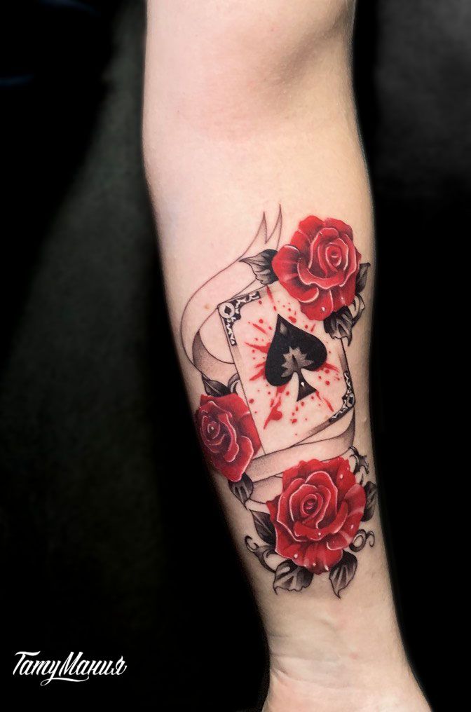 Тату карта пики и розы