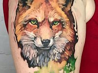 Тату лиса акварель