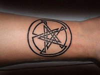 тату звезда в круге (пентаграмма)