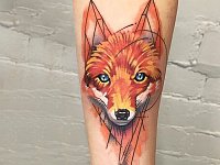 Тату лисичка акварель