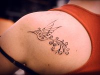 тату контурная птица