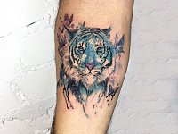 Тату тигр в акварели