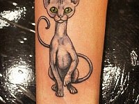 Тату на запястье кошка