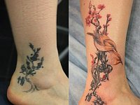 тату птицы на щиколотке