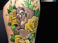 Перекрытие тату красавица и чудовище