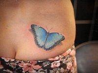 Маленькая тату голубая бабочка