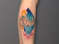 Тату замок и олень