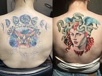 Перекрытие тату медуза Горгона