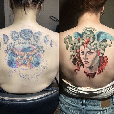 Перекрытие тату медуза Горгона