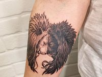 Татуировка лев и львица