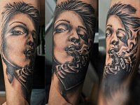 тату девушка с сигарой