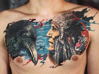 тату индеец и ворон