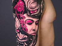 Тату гейша и японская маска