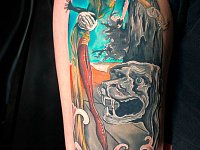 Тату Сальвадор Дали женщина с головой из роз