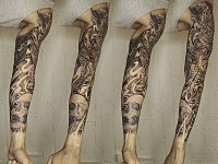 тату рукав дым с черепом