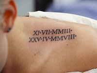 Тату римские цифры на ключице