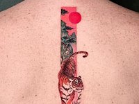 Тату японский тигр