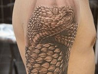 Татуировка змея на плече
