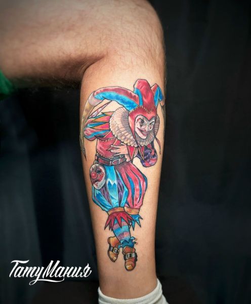 Тату шут на ноге