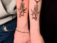 Парные тату скелет акулы
