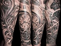 Тату часы и розы