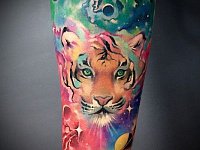 Тату тигр акварель