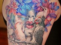 Тату портрет с птицами