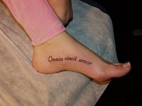 тату надпись латынь на ноге