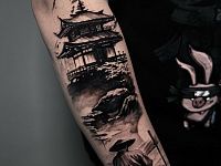Тату самурай и пагода