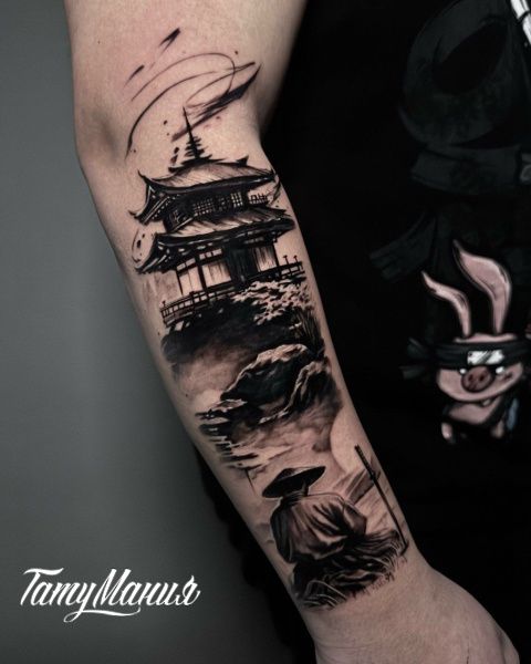 Тату самурай и пагода