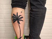 Тату пальма на голени