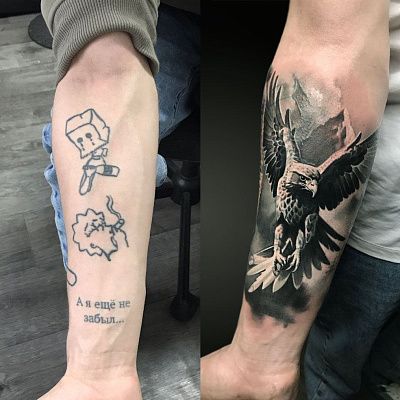 Перекрытие тату орел