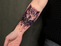 Тату сова акварель