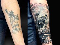 Кавер ап тату медведь