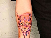 Тату рысь акварель