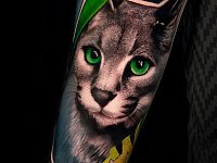 Тату рысь на предплечье