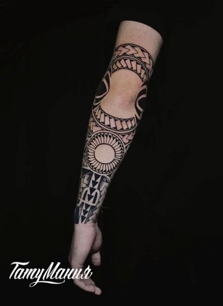 Тату рукав в полинезии