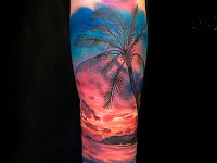Тату пальма и закат