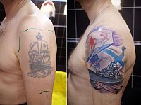 Кавер ап тату корабль