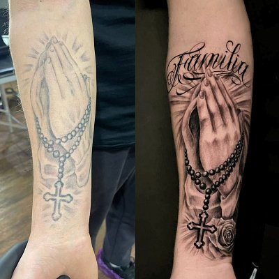 Обновление тату молящиеся руки