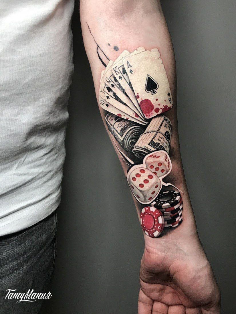 Тату игральные карты и кости